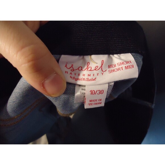 Isabel Maternity Midi Denim Cuffed Short Shorts Women Size 10 Medium Wash - Picture 3 of 8